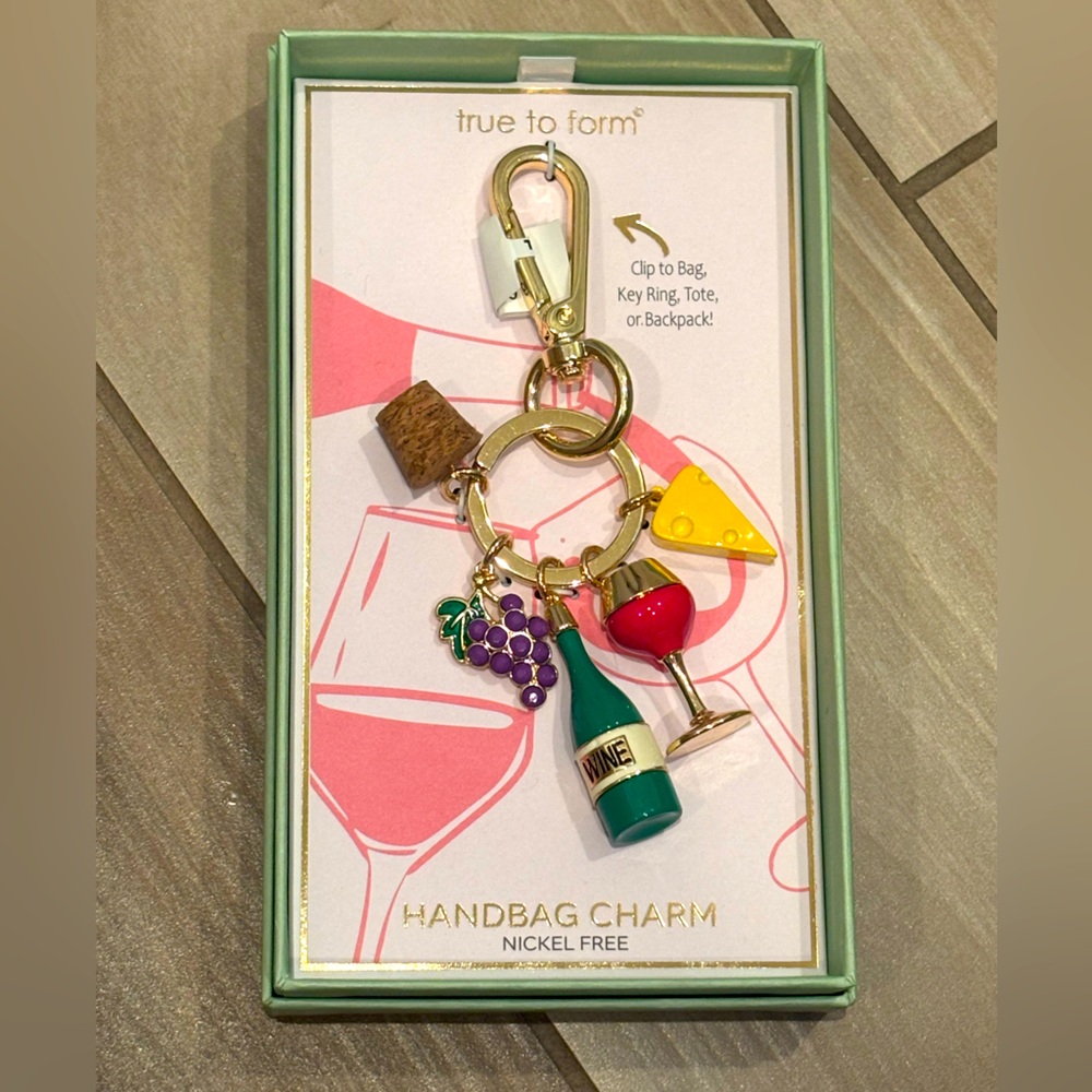 NIB True to Form Wine-Themed Handbag Charm